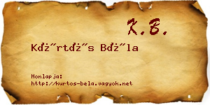 Kürtös Béla névjegykártya